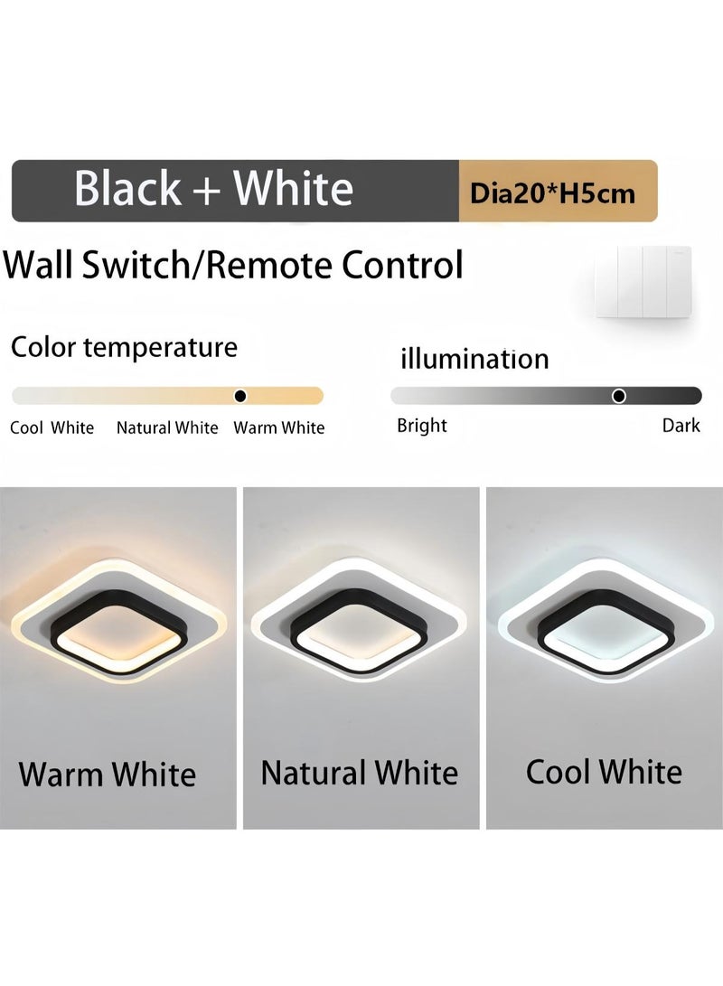 DUNISO Modern LED Ceiling Light, 24W Dimmable Square Flush Mount Hallway Light with Adjustable Lighting, Three Color Temperature,for Kitchen Hallway Corridor Balcony - Image 3